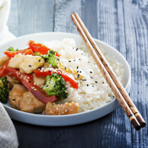 Chicken Vegetable Sauce With Egg Fried Rice